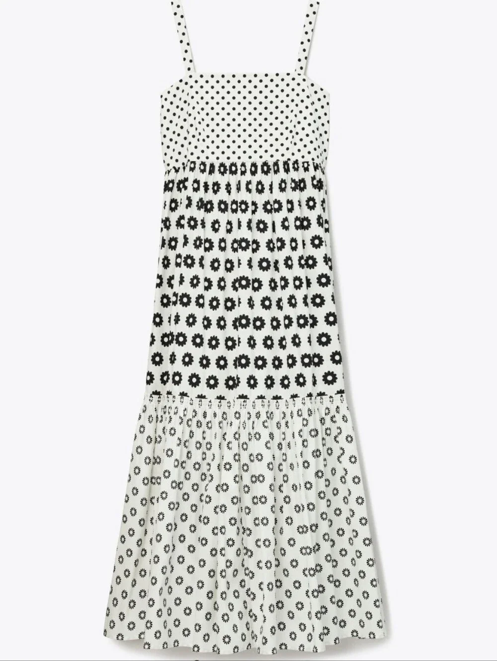 NWT TORY BURCH Mod Dot Patchwork Printed Cotton Sundress Tiered Dress Size 12